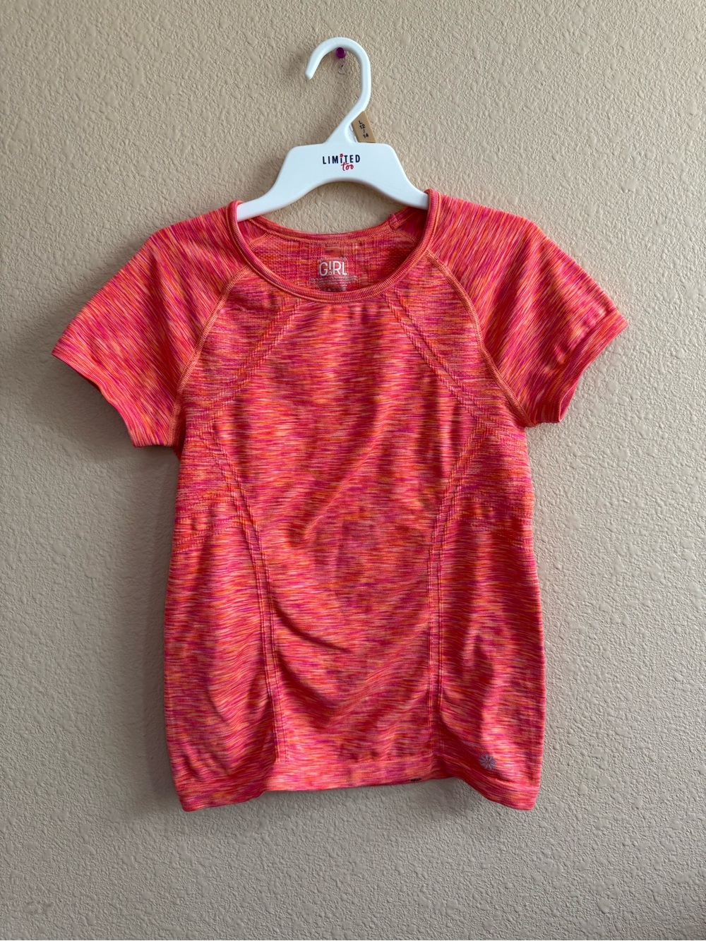 Athleta Girl Pink & Orange Space-Dye Active Tee 8-10